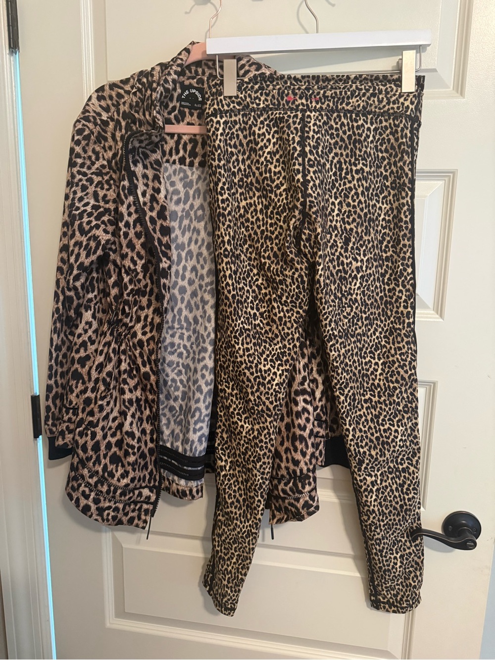 The Upside Leopard Print Leggings and Jacket Set - Brown Black